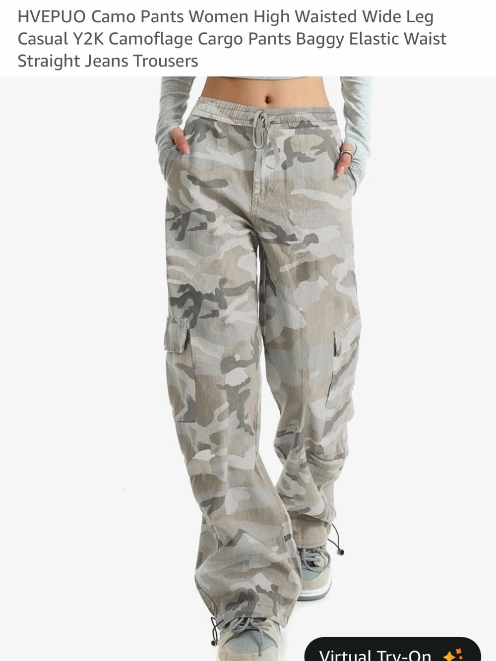 Camo Wide Leg Cargo Pants - Neutral Camouflage